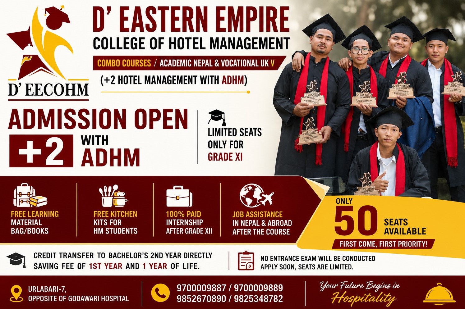 विद्यार्थी र अभिभावकको बलियो भरोसा “D–EECOHM होटल म्यानेजमेन्ट कलेज, उर्लाबारी”
